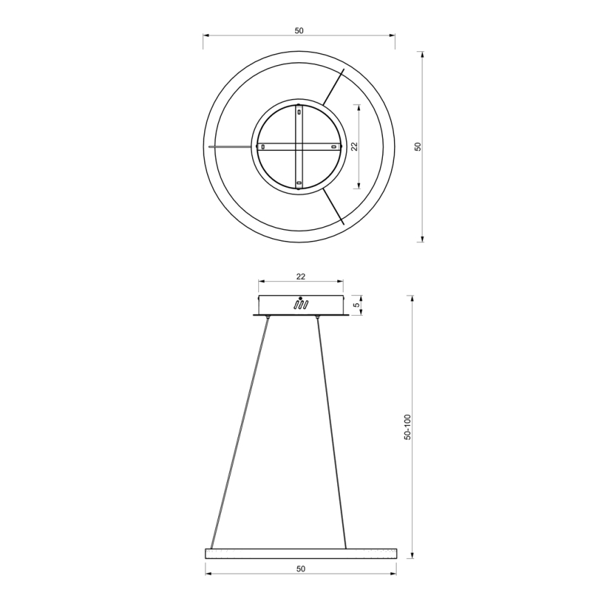 LED luster na sajli GALAXIA LED/26W/230V crno