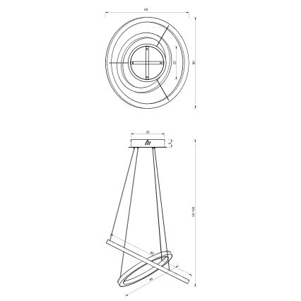 LED luster na sajli GALAXIA LED/46W/230V zlatna