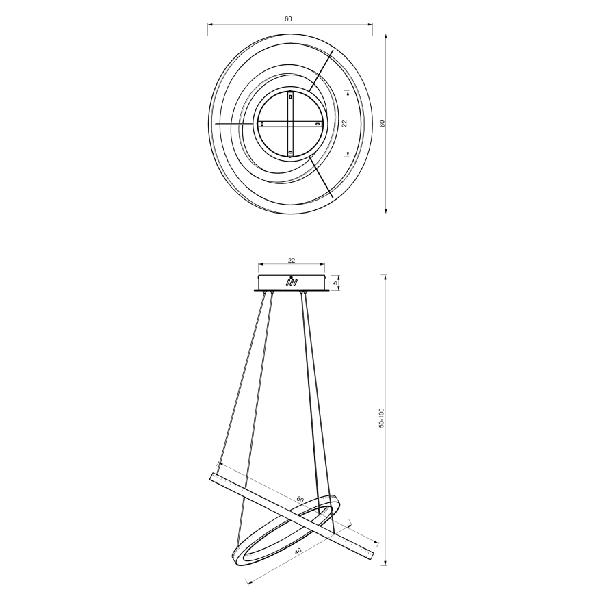 LED luster na sajli GALAXIA LED/46W/230V zlatna