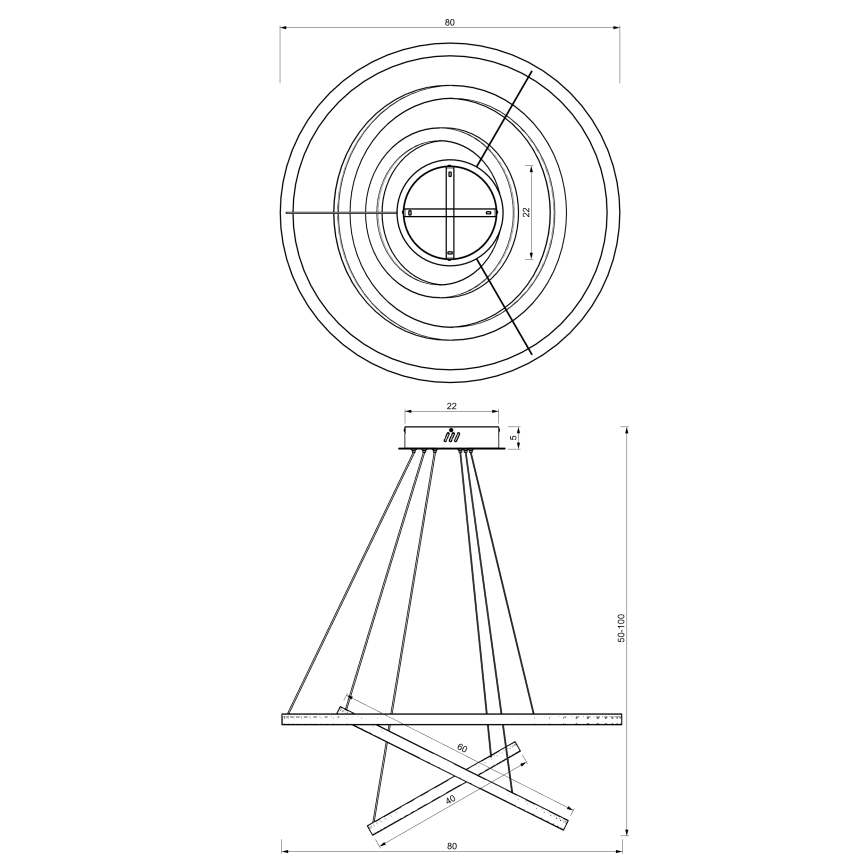LED luster na sajli GALAXIA LED/85W/230V zlatna