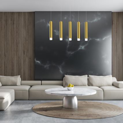 LED Luster na sajli GOLDIE 5xLED/25W/230V zlatna