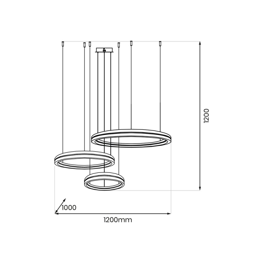 LED luster na sajli GRAVITY LED/108W/230V crno