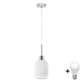LED luster na sajli HARMA 1xE27/60W/230V prečnik 14 cm mat hrom/bela