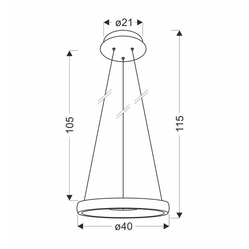 LED luster na sajli HASHIM LED/22W/230V pr. 40 cm bakrena