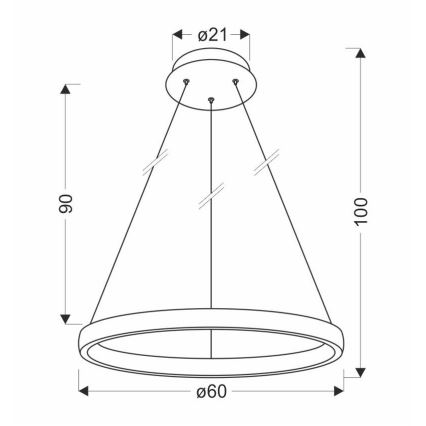 LED luster na sajli HASHIM LED/34W/230V pr. 60 cm bakrena