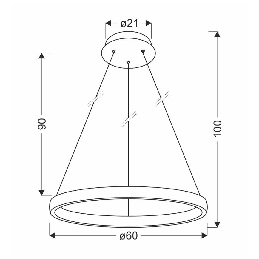 LED luster na sajli HASHIM LED/34W/230V pr. 60 cm bakrena