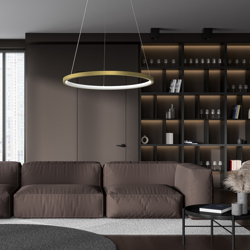 LED luster na sajli HOOP LED/27W/230V pr. 50 cm 4000K zlatna