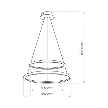 LED luster na sajli HOOP LED/51W/230V pr. 60 cm 4000K crno