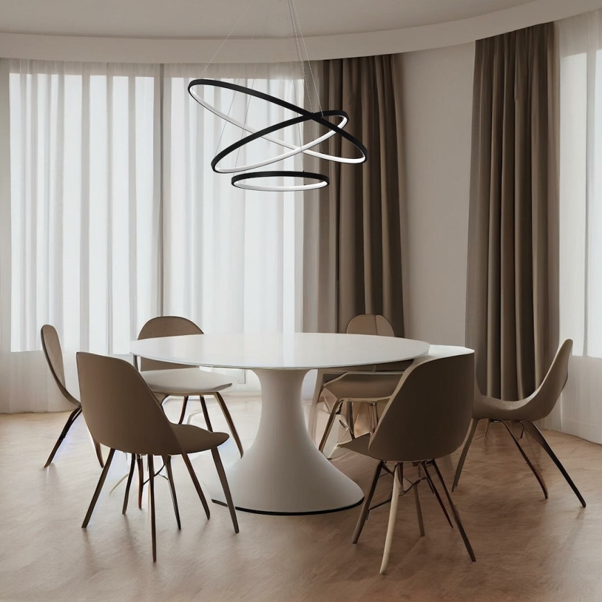 LED luster na sajli HOOP LED/93W/230V pr. 60 cm 4000K crno