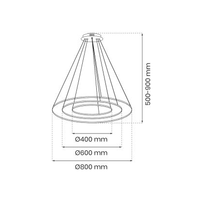 LED luster na sajli HOOP LED/93W/230V pr. 60 cm 4000K crno