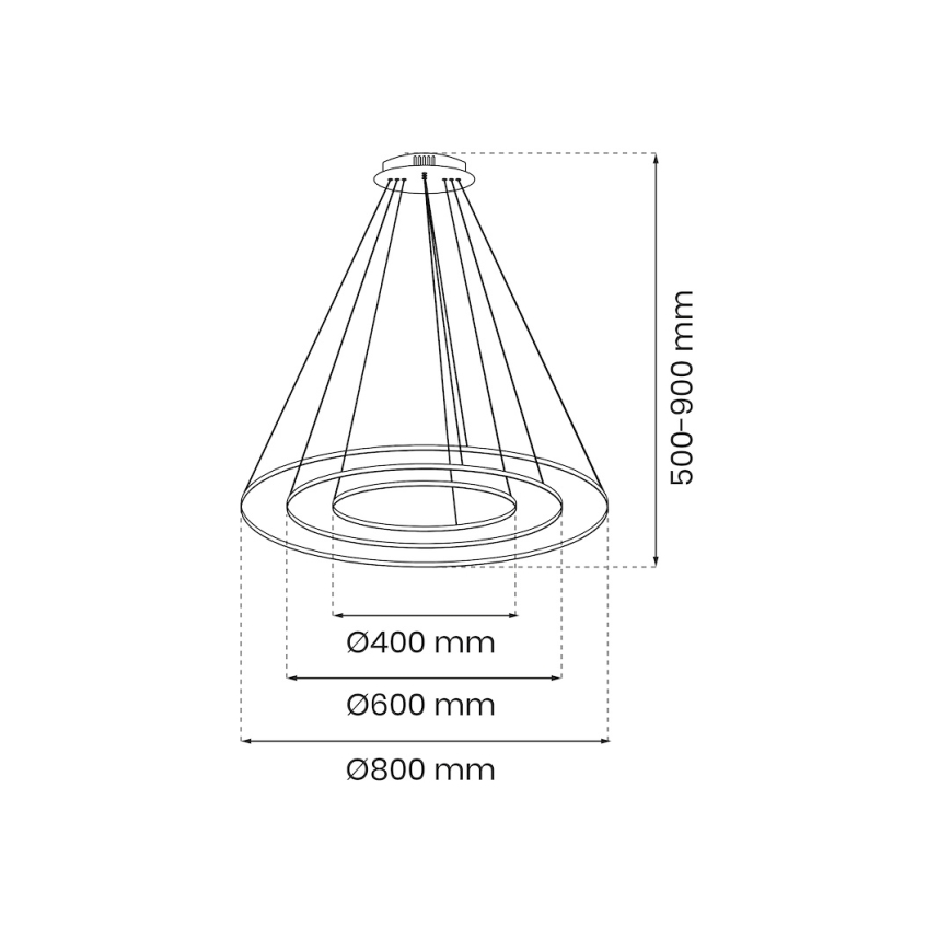 LED luster na sajli HOOP LED/93W/230V pr. 60 cm 4000K crno
