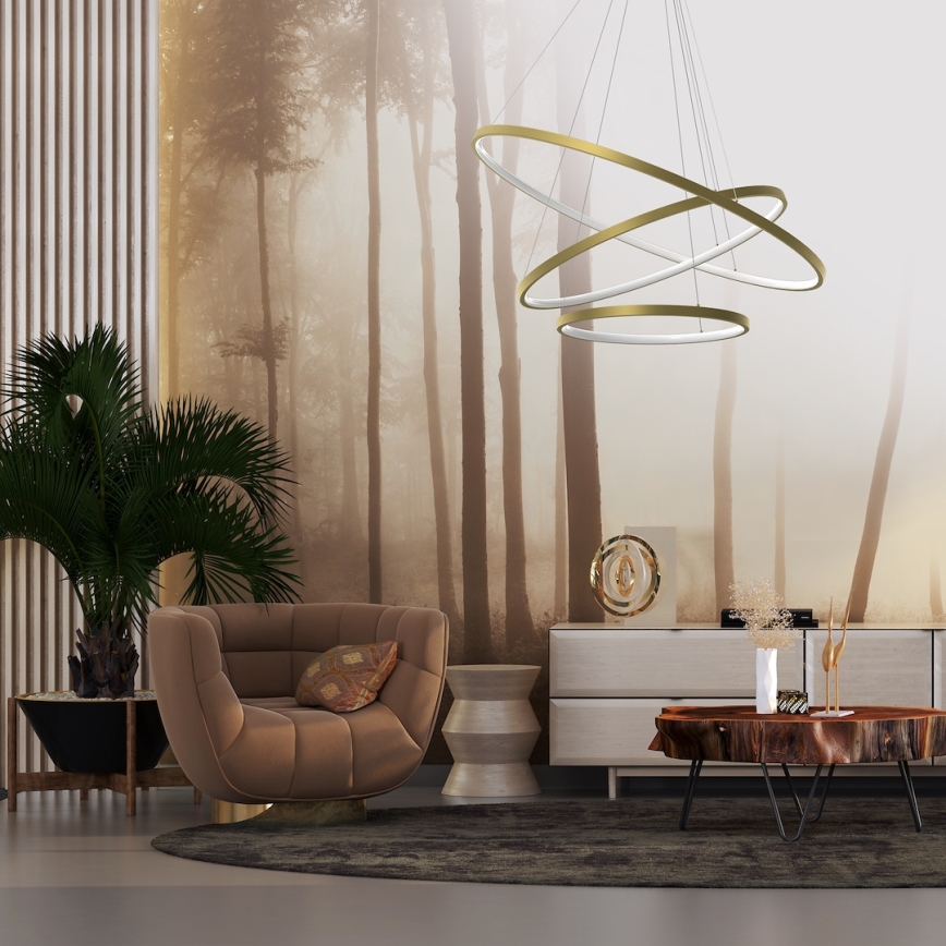 LED luster na sajli HOOP LED/93W/230V pr. 80 cm 4000K zlatna