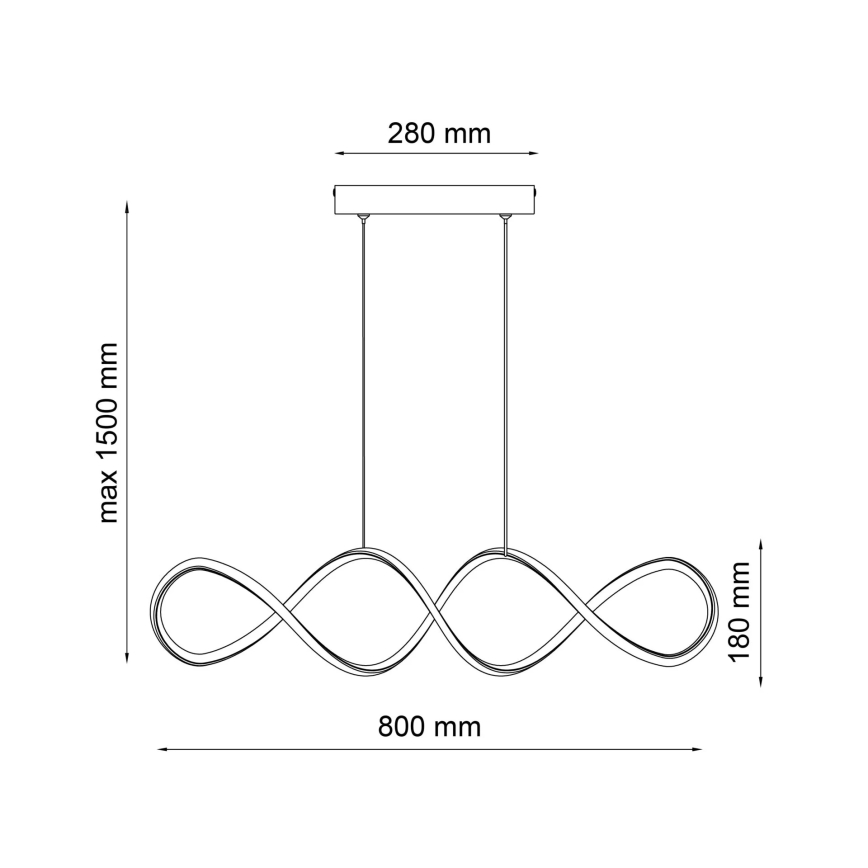 LED luster na sajli INFINITO LED/34W/230V crno