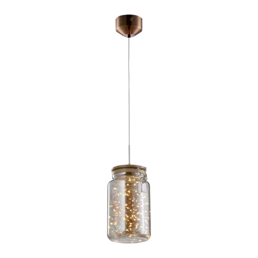 LED luster na sajli JAR LED/5W/230V bakrena/drvo