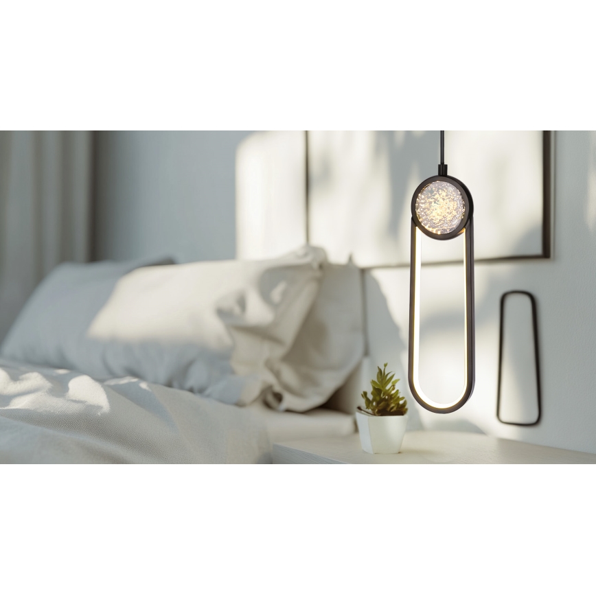 LED luster na sajli LACRIMA LED/15W/230V 3000K crno