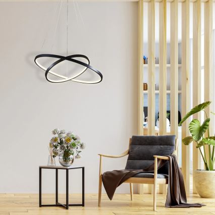LED luster na sajli LEA LED/35W/230V 4000K pr. 60 cm crno