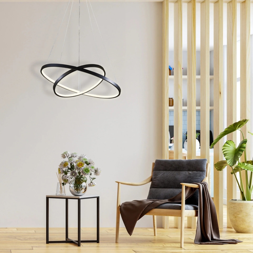 LED luster na sajli LEA LED/35W/230V 4000K pr. 60 cm crno