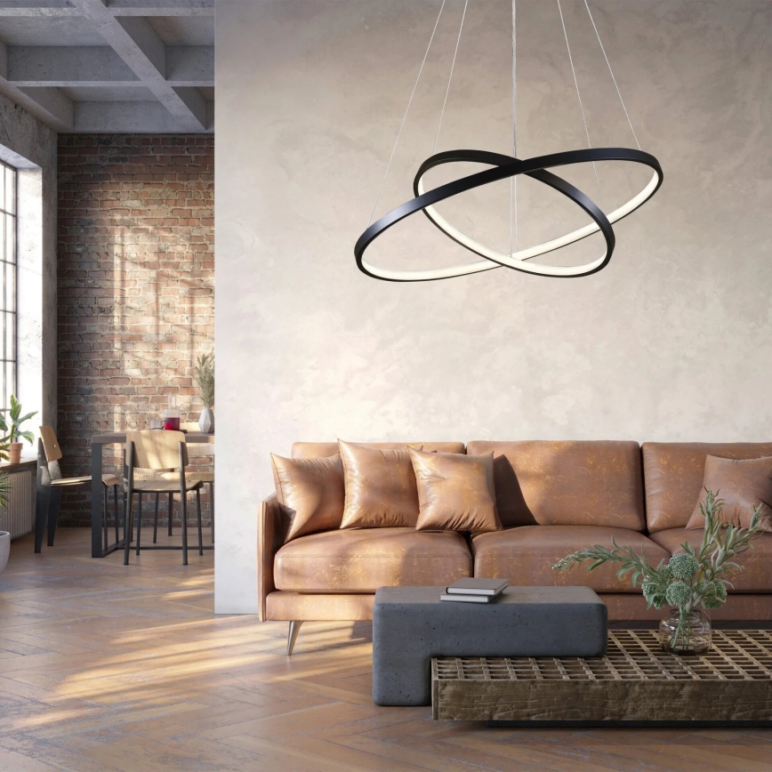 LED luster na sajli LEA LED/35W/230V 4000K pr. 60 cm crno