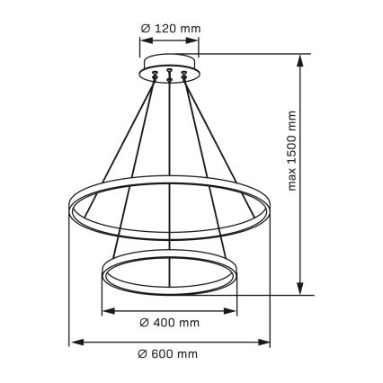 LED luster na sajli LEA LED/35W/230V 4000K pr. 60 cm crno