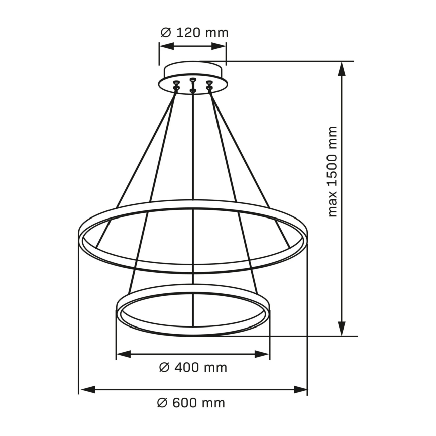 LED luster na sajli LEA LED/35W/230V 4000K pr. 60 cm crno