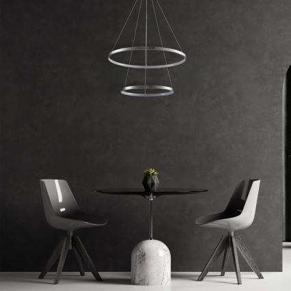 LED luster na sajli LEA LED/35W/230V 4000K, prečnik 60 cm, mat hrom