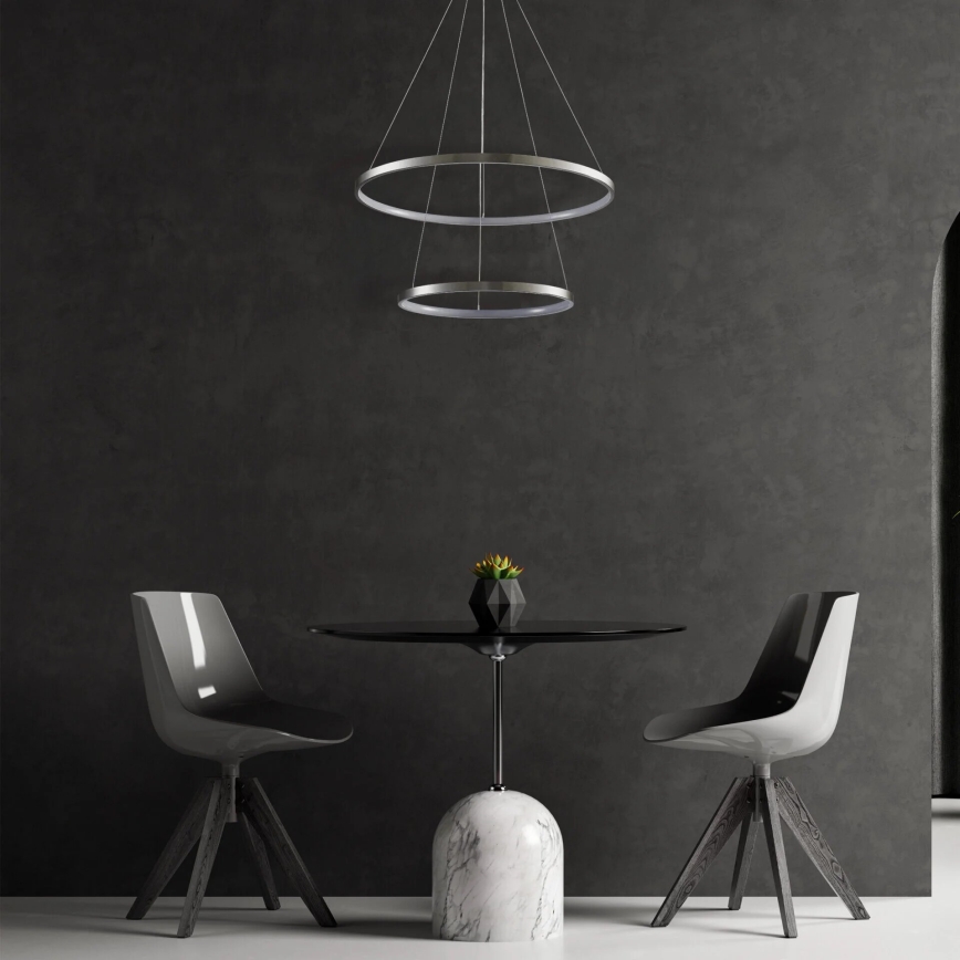 LED luster na sajli LEA LED/35W/230V 4000K, prečnik 60 cm, mat hrom