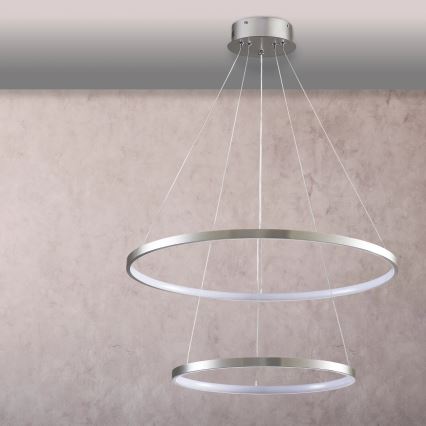 LED luster na sajli LEA LED/35W/230V 4000K, prečnik 60 cm, mat hrom