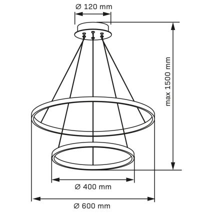 LED luster na sajli LEA LED/35W/230V 4000K, prečnik 60 cm, mat hrom