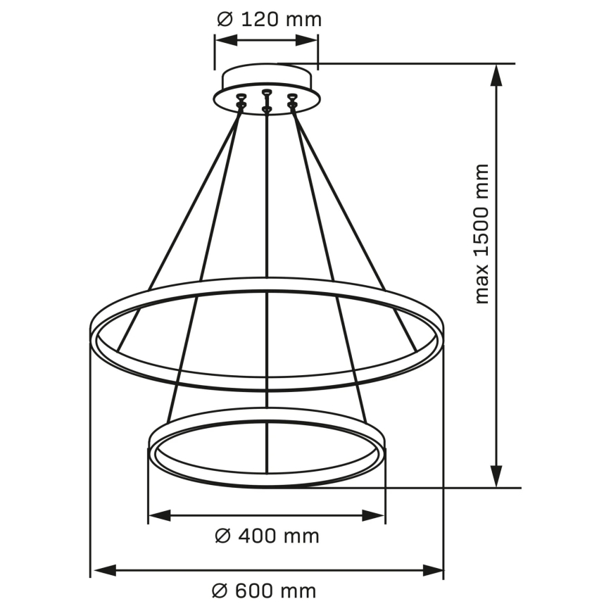LED luster na sajli LEA LED/35W/230V 4000K, prečnik 60 cm, mat hrom