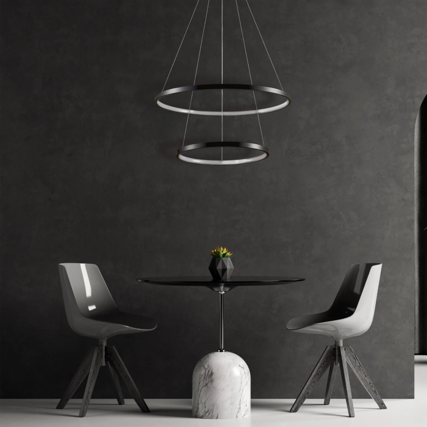 LED luster na sajli LEA LED/35W/230V 4000K Ø 60 cm crni