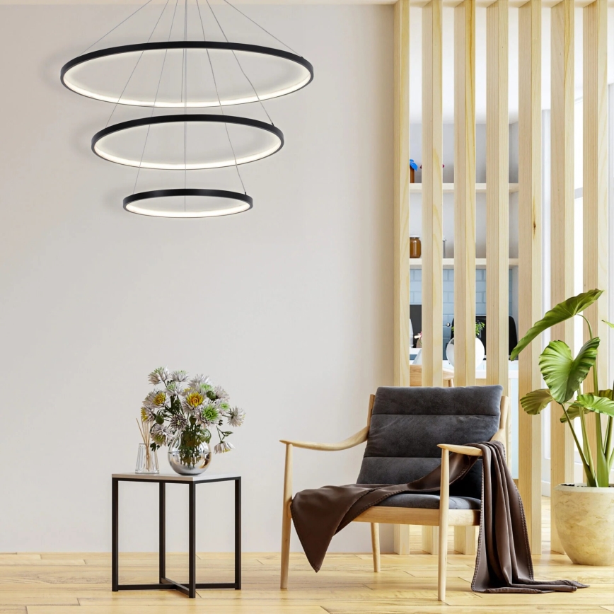 LED luster na sajli LEA LED/60W/230V 4000K pr. 80 cm crno