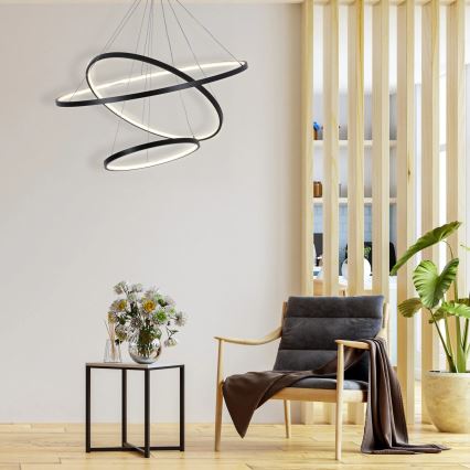 LED luster na sajli LEA LED/60W/230V 4000K pr. 80 cm crno
