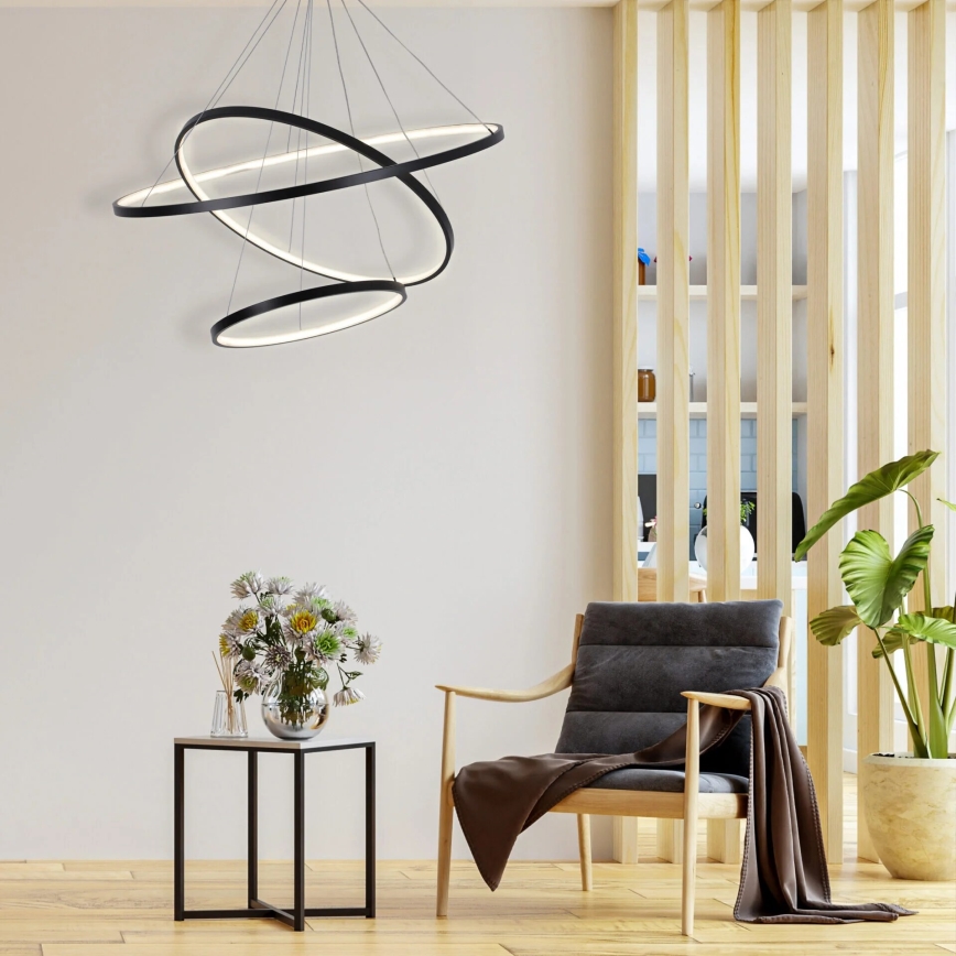 LED luster na sajli LEA LED/60W/230V 4000K pr. 80 cm crno