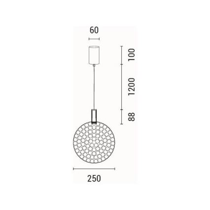 LED luster na sajli LED/10W/230V 3000K sjajni krom pr. 35 cm