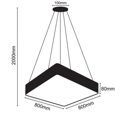 LED luster na sajli LED/110W/230V 4000K 80x80 cm