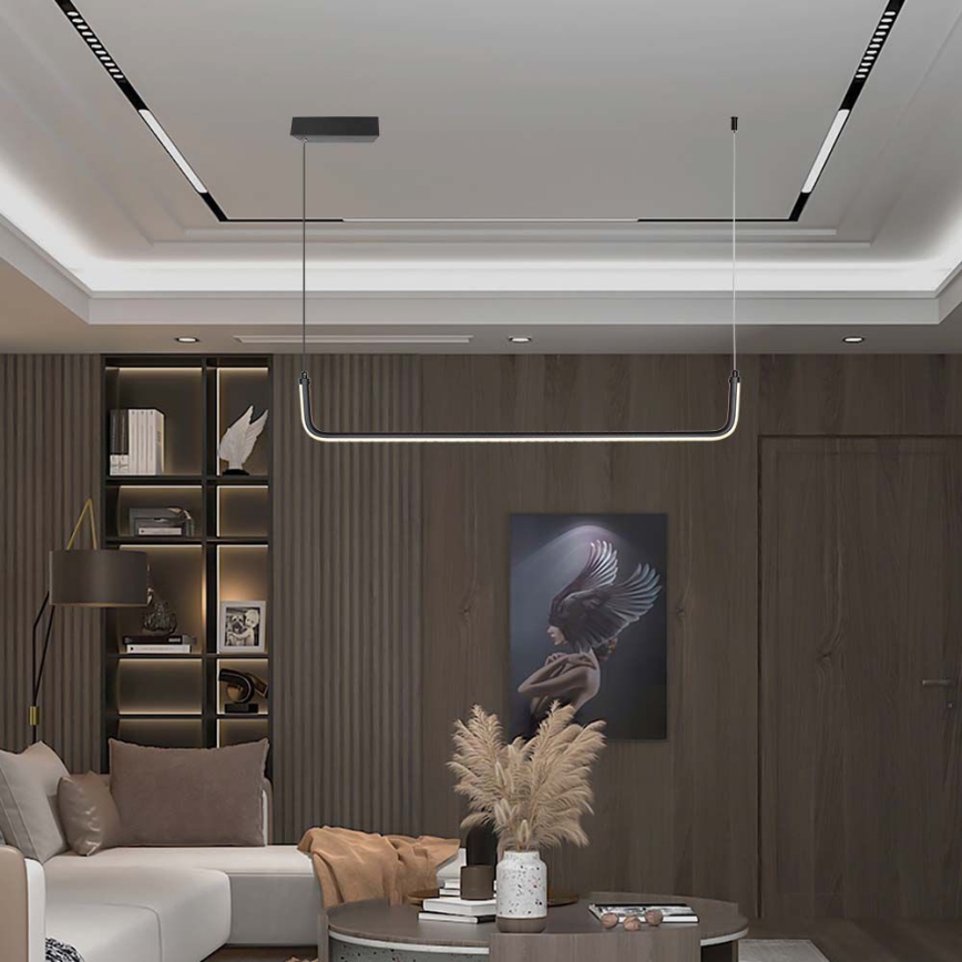 LED luster na sajli LED/12W/230V 4000K 90 cm crno