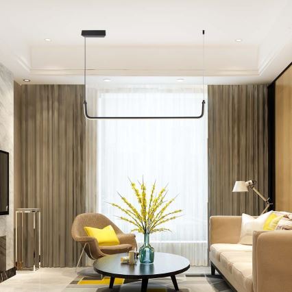 LED luster na sajli LED/12W/230V 4000K 90 cm crno