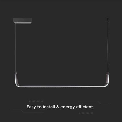 LED luster na sajli LED/12W/230V 4000K 90 cm crno