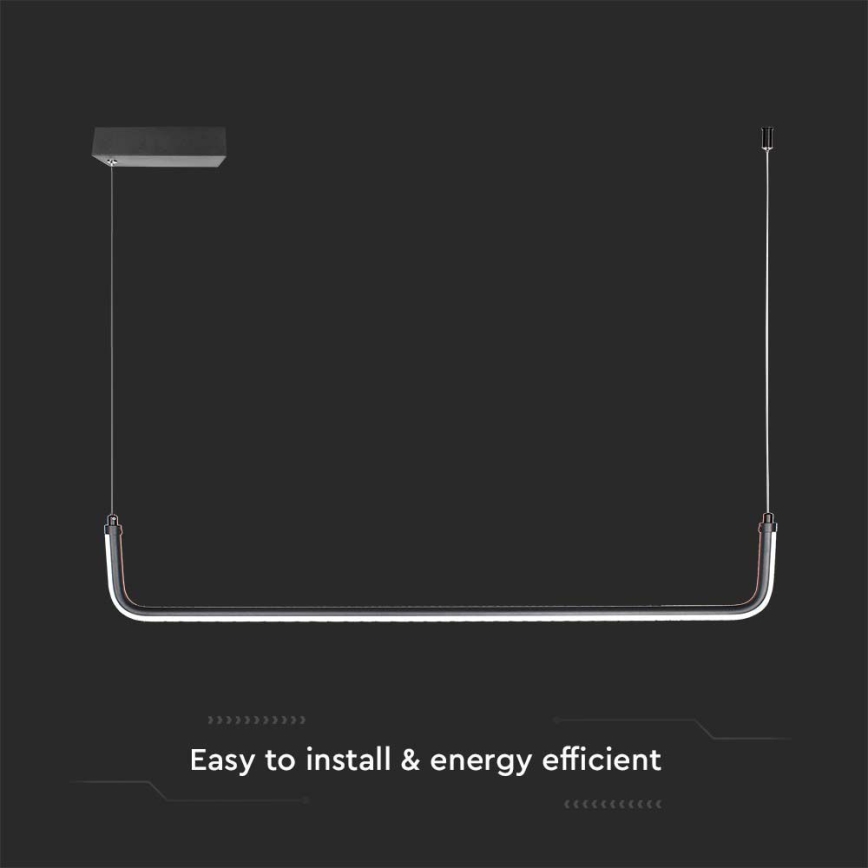 LED luster na sajli LED/12W/230V 4000K 90 cm crno