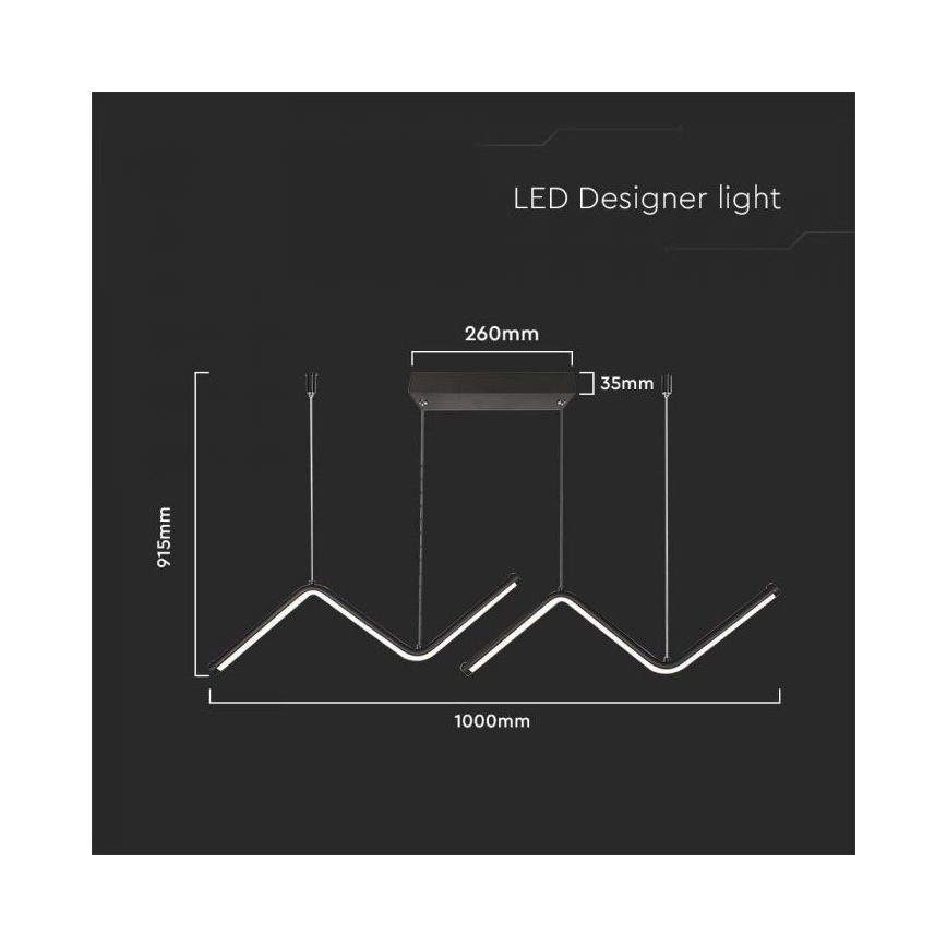 LED luster na sajli LED/12W/230V 4000K crno