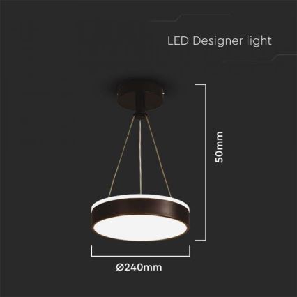 LED luster na sajli LED/12W/230V 4000K crno