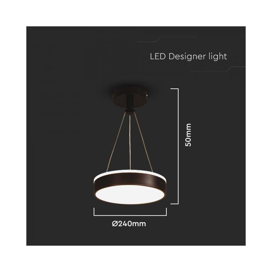 LED luster na sajli LED/12W/230V 4000K crno