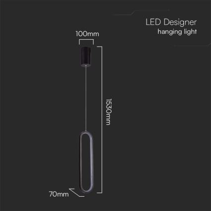 LED luster na sajli LED/13W/230V 4000K crno