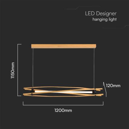 LED luster na sajli LED/15W/230V 3000K braon