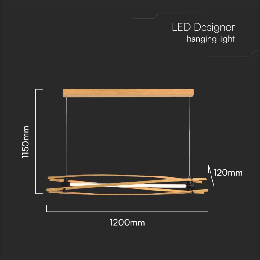 LED luster na sajli LED/15W/230V 3000K braon