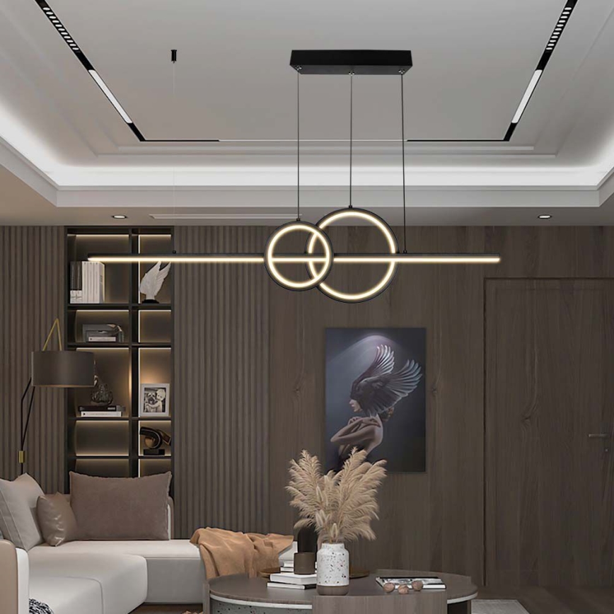 LED luster na sajli LED/15W/230V 4000K 80 cm crno