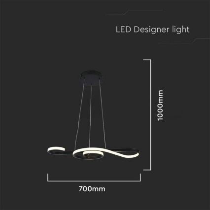 LED luster na sajli LED/18W/230V 3000K crno