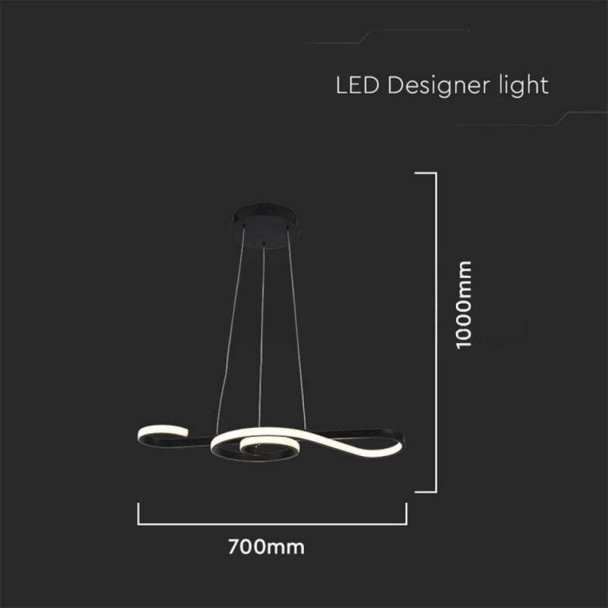 LED luster na sajli LED/18W/230V 3000K crno