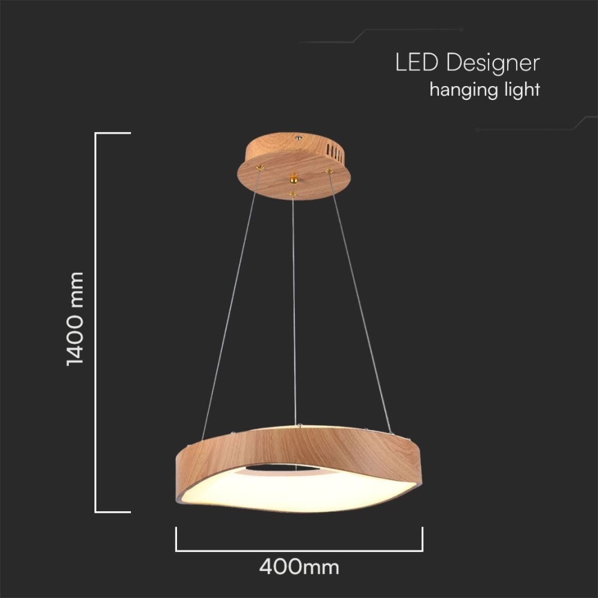 LED luster na sajli LED/18W/230V 3000K ø 40 cm braon