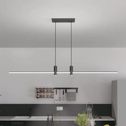 LED luster na sajli LED/19W/230V 3000K crno